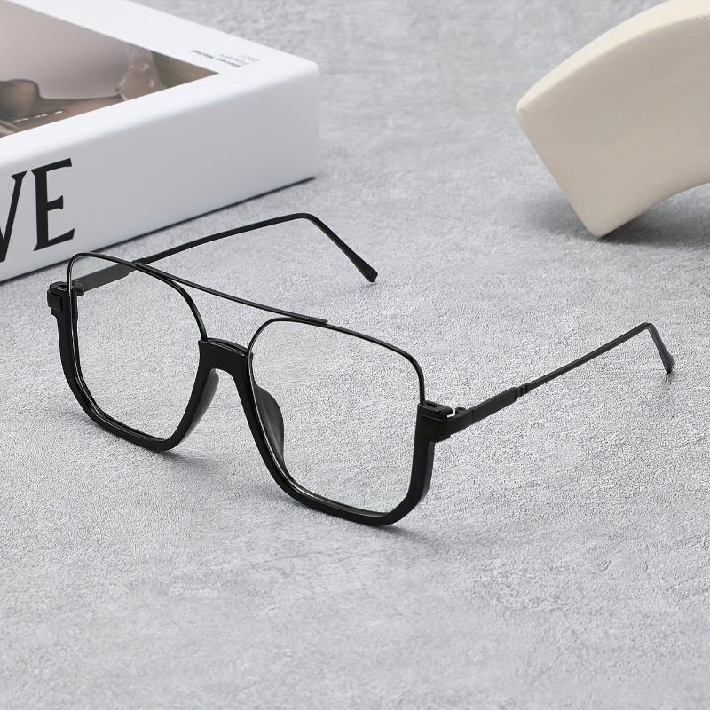 2 Pair of Universal Fashion Glasses Square-framed Glasses Fashionable Campus Style Clear Black Frame