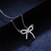 Pass Diamond Test Lab Moissanite Total 0.5 Carat Bow Necklace Pendant 925 Sterling Silver Platinum Plated Luxury Jewelry