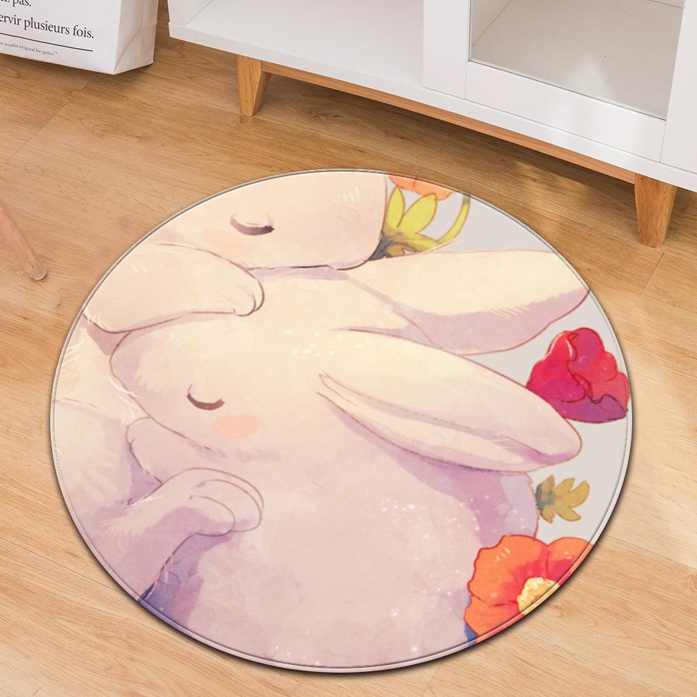 Flower Print Carpet Round Floral Living Room Area Rug Chinese Style Bedroom Rug Kids Play Floor Mat Kitchen Bath Rug Home Decor