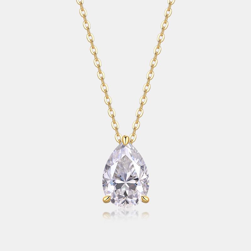 Collana Clavicola Placcata Oro 18K a Forma di Goccia con Moissanite Lusso Argento 925 Collane Sottili da Donna con Ciondolo in Pietra