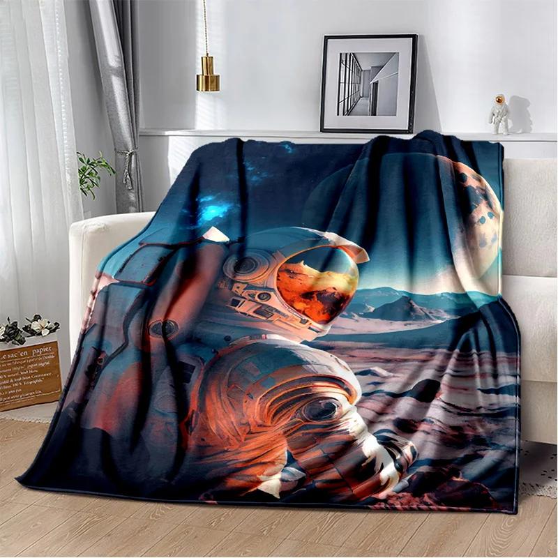 3D Outer Space Astronaut Universe Spaceman Cartoon Blanket,Soft Throw Blanket for Home Bedroom Bed Sofa Office Cover Blanket Kid