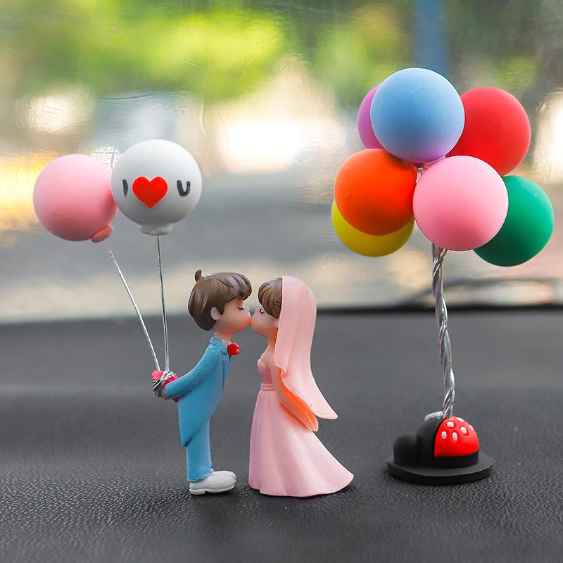 Cute And Creative Couple Decoration For Car Interior New Trendy Cartoon Style Mirror Pendant For Girls