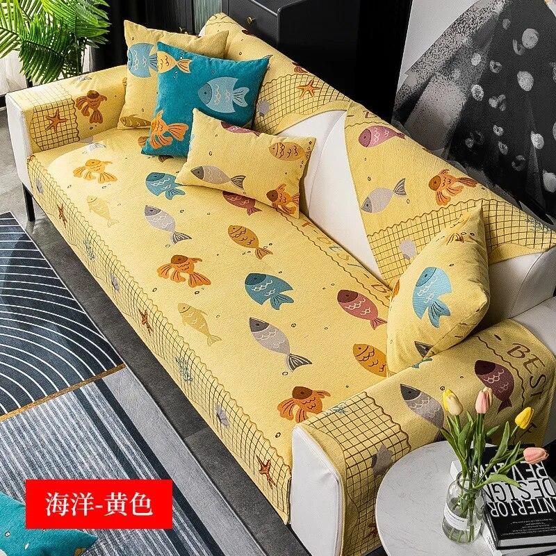 

Универсальный простой современный противоскользящий кожаный чехол для дивана из синели Four Seasons 70x70cm