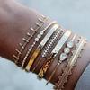 Retro Punk Style Rhinestone Openwork Metal Bangle Set - Stackable European/American Jewelry