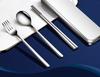 Portable 316L Stainless Steel Chopstick Spoon Set Single Person Cutlery Box Student Storage Box
