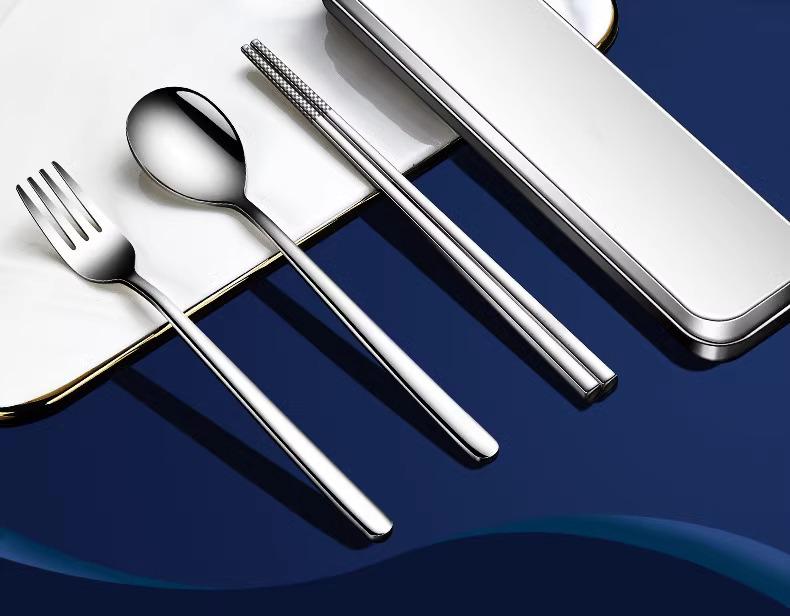 Portable 316L Stainless Steel Chopstick Spoon Set Single Person Cutlery Box Student Storage Box