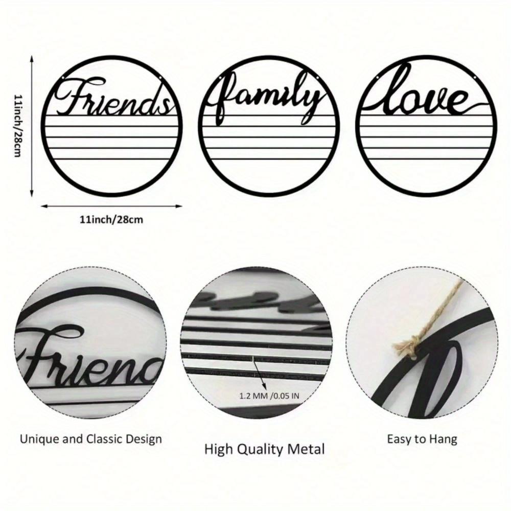 Metal Wall Art Family Love Friends Hanging Sculpture Home Decor TY3743-3-Z чёрный