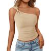 Women's Bow-tie Off-shoulder Tank Top, Vacation , One-shoulder Metal Buckle Sleeveless Top