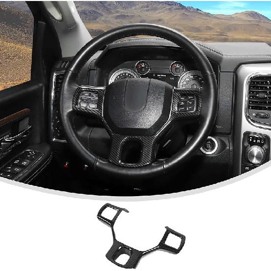 Linskip Steering Wheel Trim Fit for 2019 2020 2021 2022 2023 2024 Ram 1500 2500 3500, Steering Wheel Cover for Ram Interior Accessories(Carbon Fiber