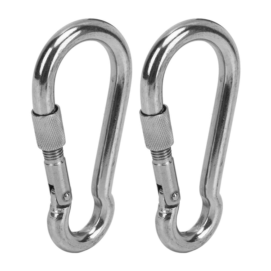 2pcs Stainless Steel Locking Clip Outdoor Camping Locking Buckle for Hiking Hammock Dog Leash Harness