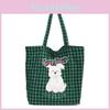Embroidered Checkered Puppy Printed Canvas Shoulder Bag Outdoor Bag Crossbody