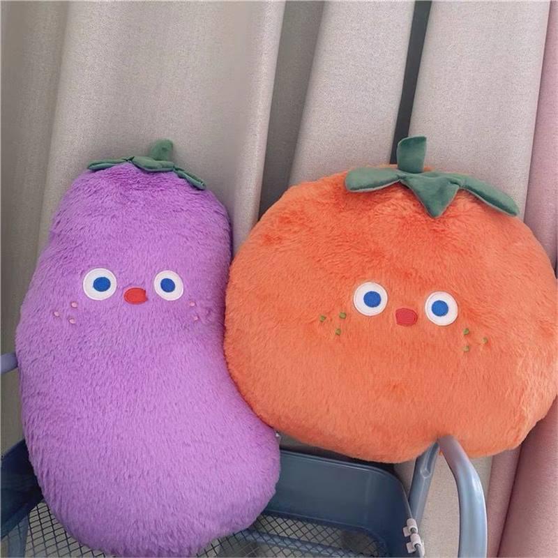 Real Fruit & Veggie Peach Pillow – Cute Office Sofa Back Support & Birthday Gift