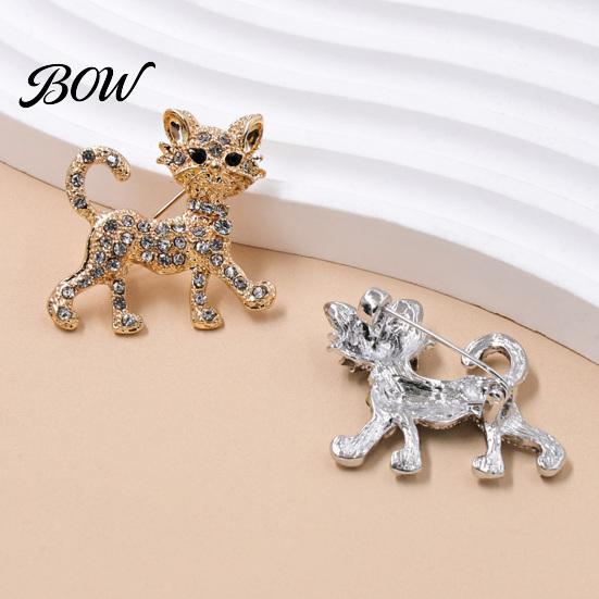 Rhinestone Cat Brooch Shape Pin, Kitten Lapel Pin Clip for Shaped Women Girls, Sweater Cardigan Coat Suit Decoration Jewelry Accessories