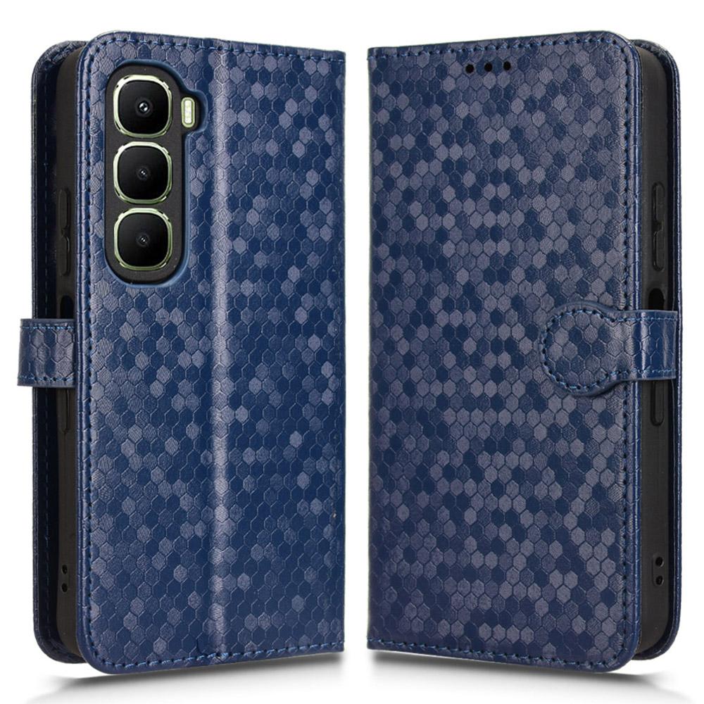 For Infinix Hot 60i 4G/Hot 60 5G Wallet Case Dot Pattern Imprint PU Leather Phone Cover with Wrist Strap