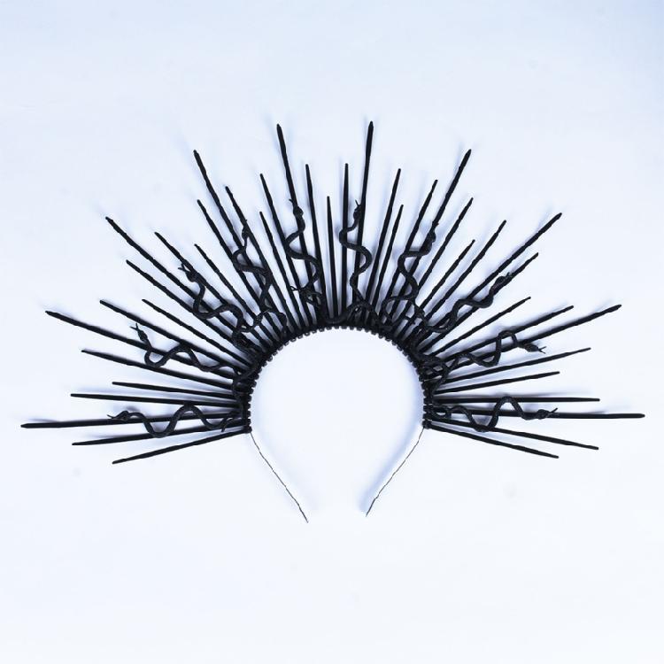 Unique Punk Snake Artistic Hair Band Spiked Head Accessory for Adults Hair Hoop with Metallic and Snake Cosplay Maid