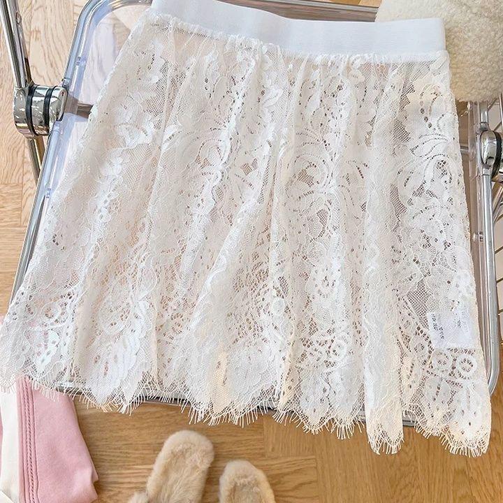 Spring and Autumn Women's Plus Size Layered Lace Hip-Covering Short Skirt Apron