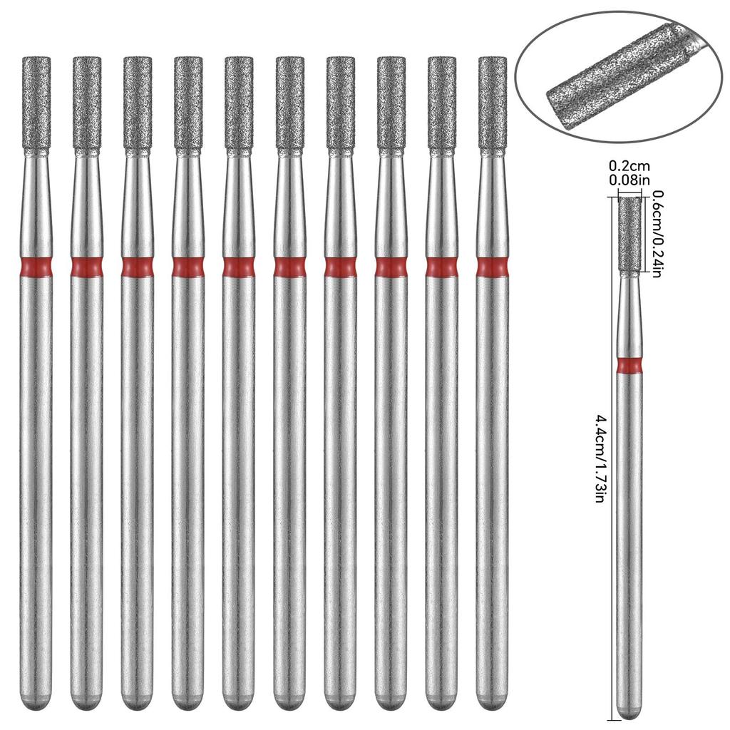 10PCS Diamond Nail Drill Bit Set Electric Milling Cutters For Manicure Rotary Burr Cuticle Clean Manicure Drill Accessories