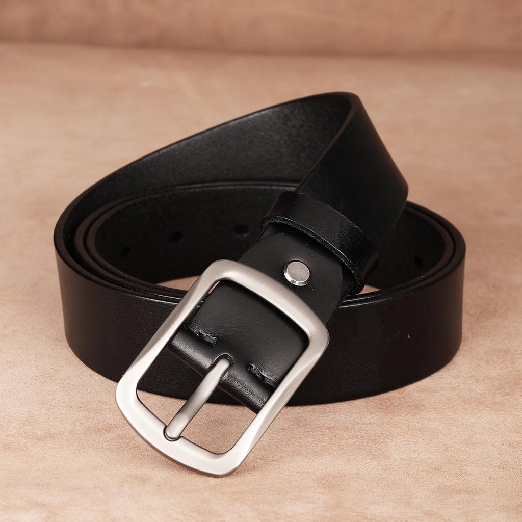 Belt First Layer Cowhide Genuine Leather Tree Paste Leather Pin Buckle Retro Belt Middle-Aged And Young Men'S Belt