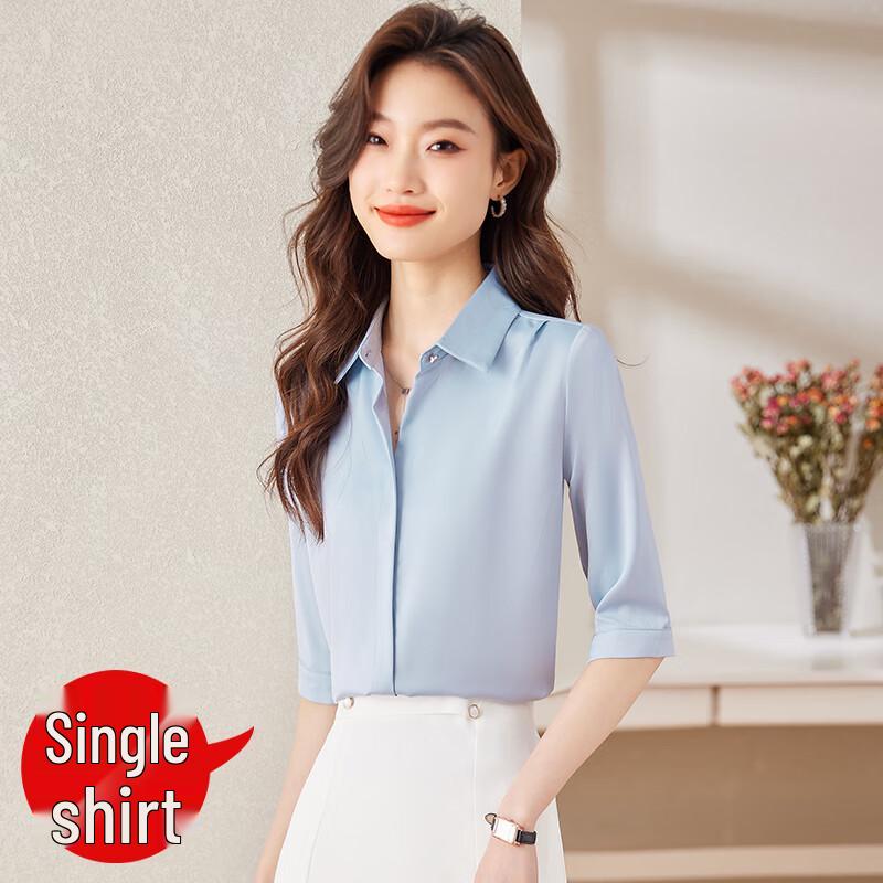 HANMANKE Women s 3/4 Sleeve Chiffon Blouse XL