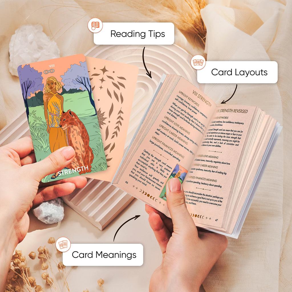 Wyspell Feminine Tarot Card Deck – Borderless – Guidebook Included – Neoteric Beginner Tarot Deck Cards