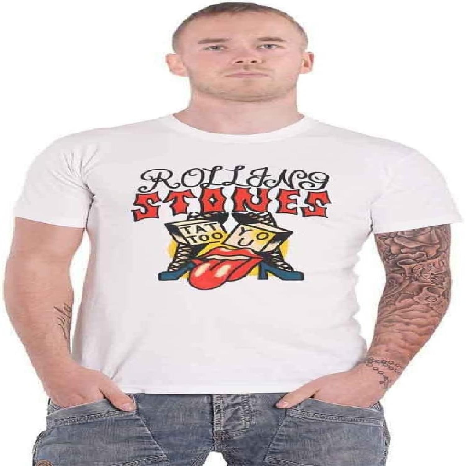 Rolling Stones T Shirt Tattoo You Ii Band Logo Official Mens White XXXXXL белый