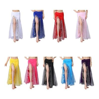 Belly Dance Skirt for Women,Dancing Skirt Belly Dancer Outfit,Sequins Slit Flowy Maxi Skirt Halloween Costume Gift