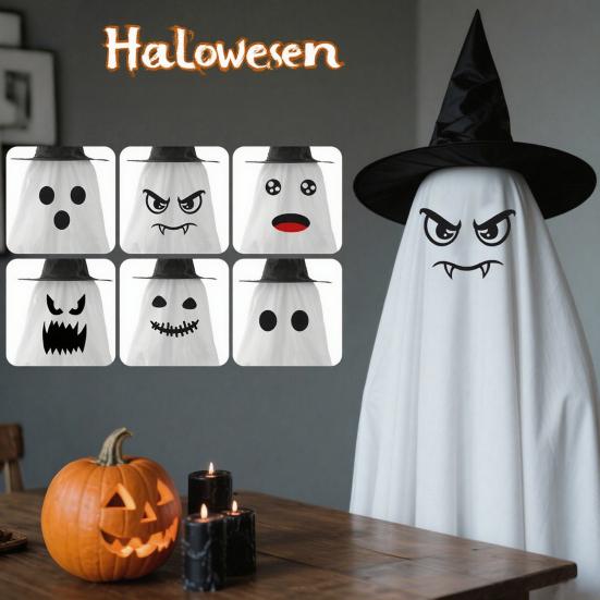 Halloweenská dekorace duch venkovní svítící duch s čarodějnickým kloboukem DIY výrazy svítící duch sada pro dvůr terasu zahradu strom venku