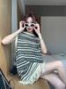 Summer 2025 Striped Sleeveless Knit Tassel Dress for Women