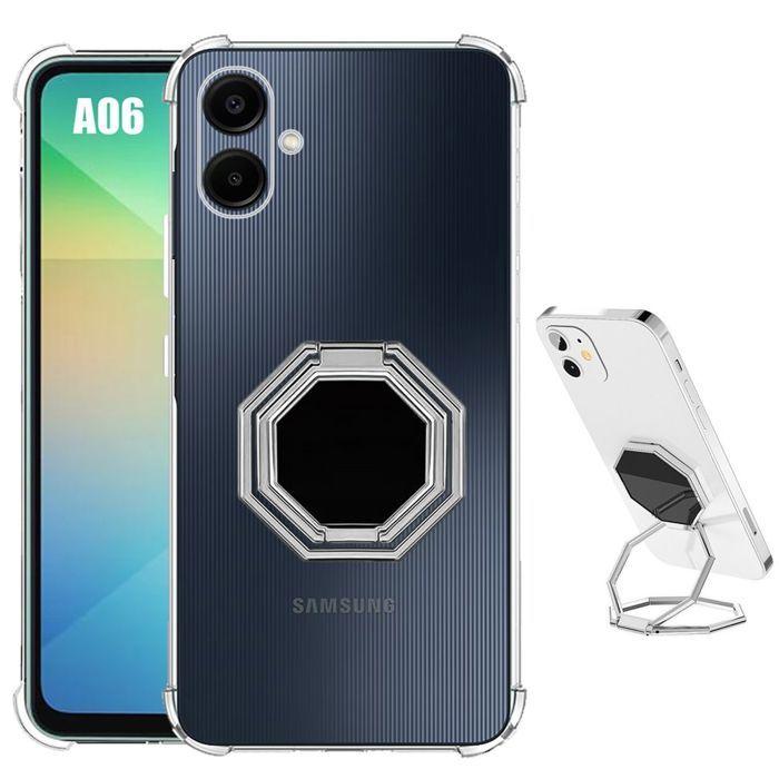 Coque pour Samsung Galaxy A06, Silicone Transparent avec Support Métal - BOOLING®