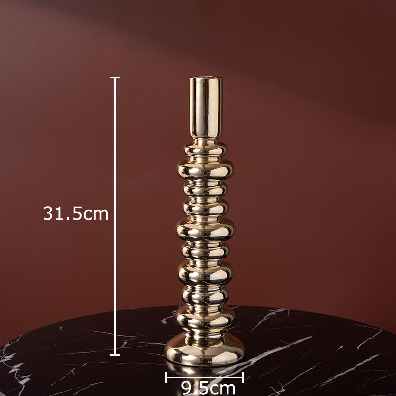 Gold-plated Cylinder Ceramic Candle Holders Desk Decoration Romantic Candlestick Wax Melt Burner Candle Stand Modern Home Decor