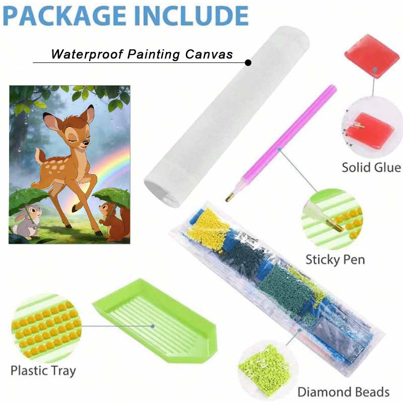 Disney Diamond Art Painting Kit 5D Bambi and Friends Diamond Painting Dot Art Kit Home Wall Decor