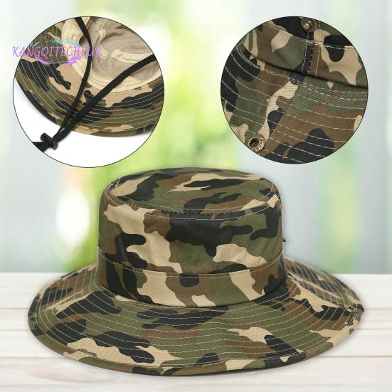 

Men Sun Hat Camouflage Adjustable Accessory Sweat Absorbing Round Edge Bucket Cap for Hiking XL камуфляжний