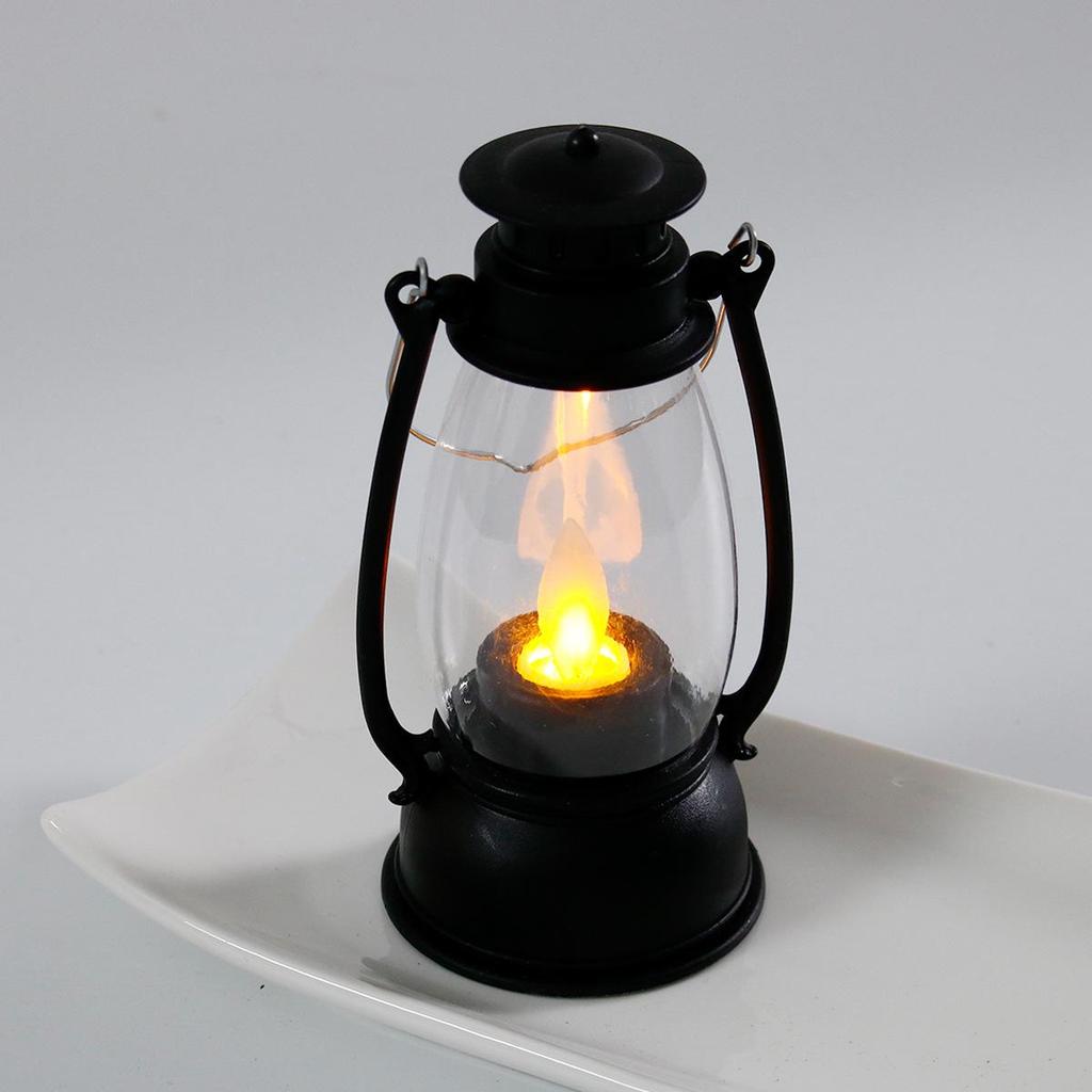 Mini Retro Portable Pony Lantern: Halloween Oil Lamp & Electronic Candle Night Light