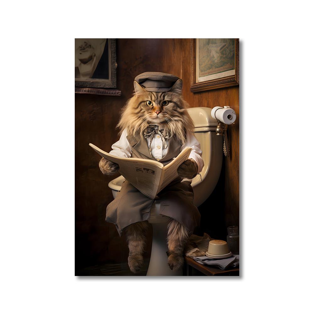 Funny Animals Toilet Canvas Painting Prints Gorilla Elephant Cat Dog Wall Art Poster Picture for Bathroom Room Home Decoration