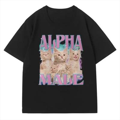 Lustiges Alpha-Männchen-T-Shirt, Geschenk für den besten Freund, Sommermode, Meme-Grafik, Kurzarm, süßer Cartoon-Stil