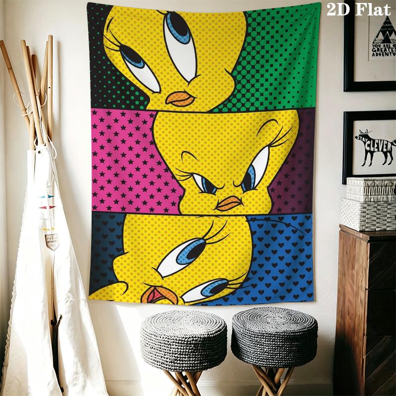 Tweety Bird Wall Tapestry Aesthetic Wall Hanging Printed Fabric Blanket Decorative Tapestries for Bedroom Living Room Home Decor