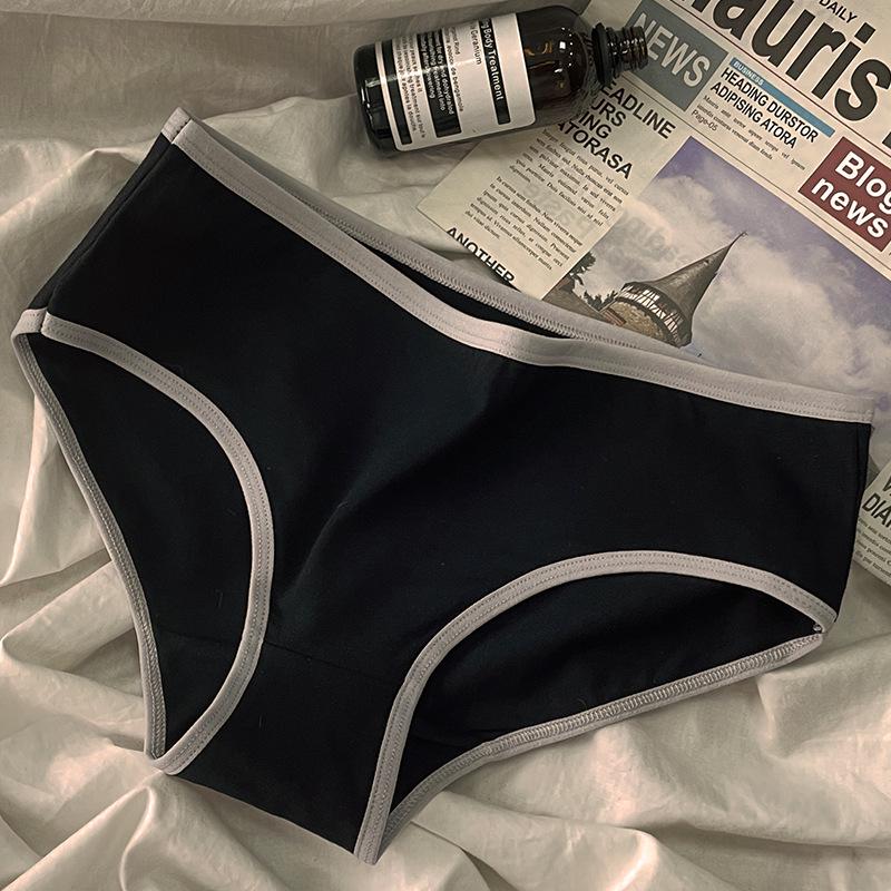 

Simple Japanese Style Mid-Waist Women s Cotton Briefs - Black, White, Gray M чёрный