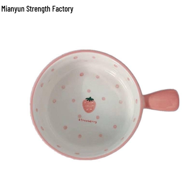 Nordic Style Hand-Painted Ceramic Plates & Bowls with Handles for Microwave, Baking, and Steamed Eggs