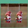Santa Themed Christmas Claus Holding Tree Pattern Women Earrings Acrylic