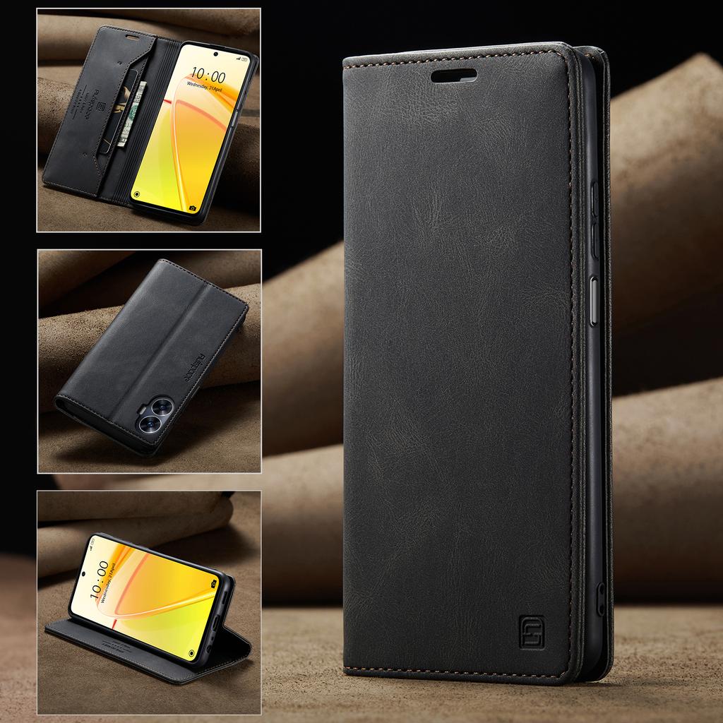 Pro Realme C55 4G Peněženkové pouzdro AUTSPACE A01 Kožený stojánek s držitelem karet s RFID blokováním