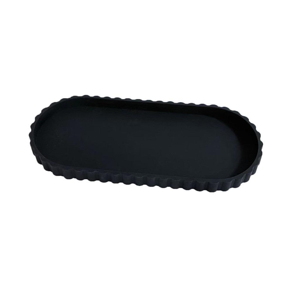 

Oval Kitchen Countertop Organizer Silicone Small Plants Jewelry Tray Bathroom Vanity Storage Tray Black B