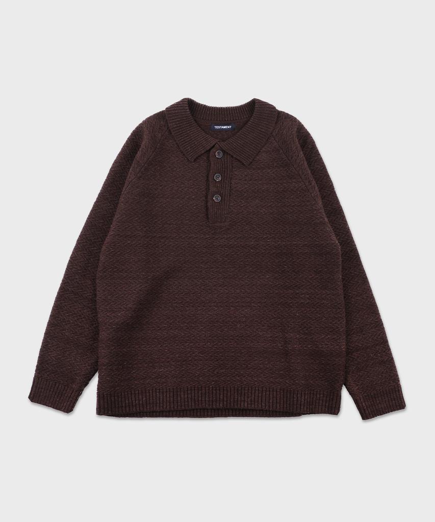 TESTAMENT Structure Collar Knit_Brown