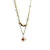 Retro Sunflower Tiger Eye Stone Necklace Layered with Sweater Chain, Winter and Autumn Collar Chain
