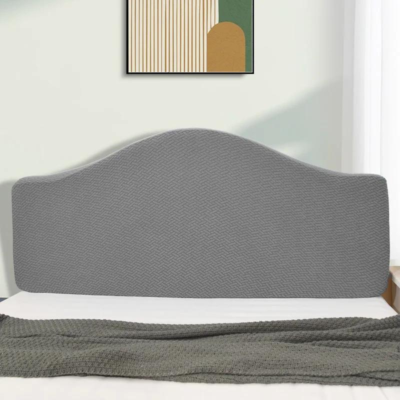 Elastic Headboard Cover Home Hotel Soft Dustproof Headboard Cover Half Arc Shape All-inclusive Velvet Headboard Protector Cover