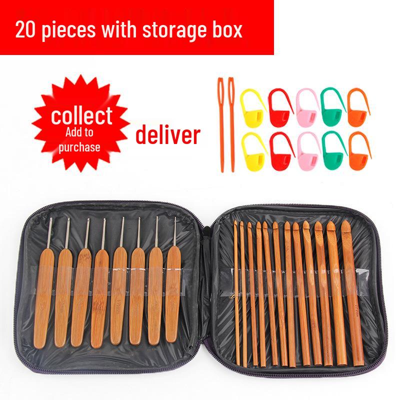 Carbonized Bamboo Crochet Yarn & Knitting Tool Set with Extra-Fine Old-Fashioned Bamboo Handle Set