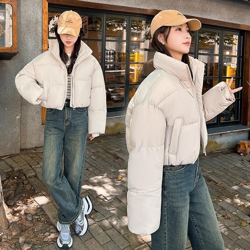 Wind high waist down cotton clothes fluffy women's clothing new fashion stand-up collar zipper pocket elastic hem cotton-padded clothes women
