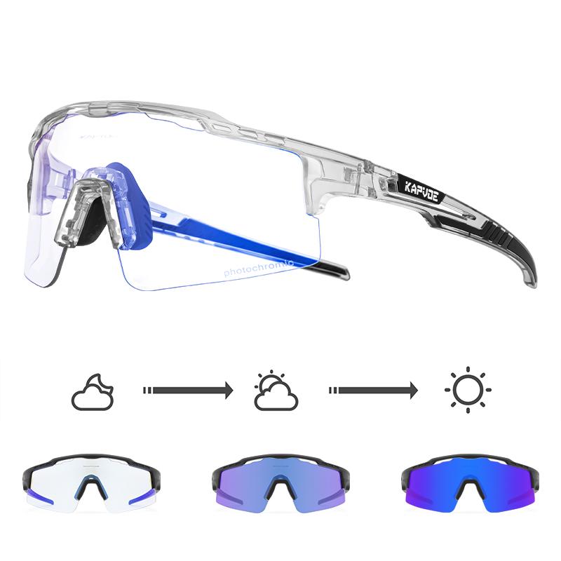 Kapvoe Photochromic Cycling Glasses Sunglasses for Men Women Sport Speed Road Mtb Mountain Bike Bicycle Cycl Eyewear Goggle