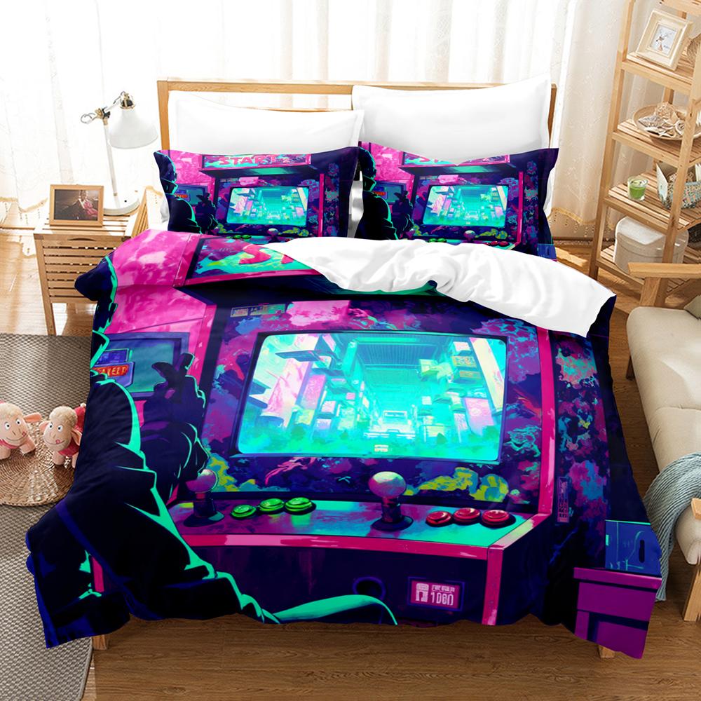 3PCS Space Fragment Game Console Cover 1Duvet Cover 2Pillowcases 100% Skin Friendly Polyester Comfortable Bedding No Padding