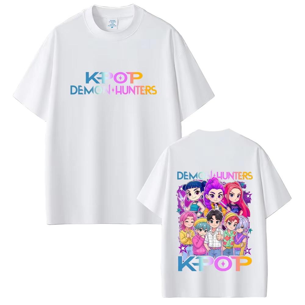 Movie KPop Demon Hunters T Shirts Rumi Mira Zoey Coat Saja Boys Graphic T-shirt Men Women Vintage Casual Soft Cotton T Shirt Top