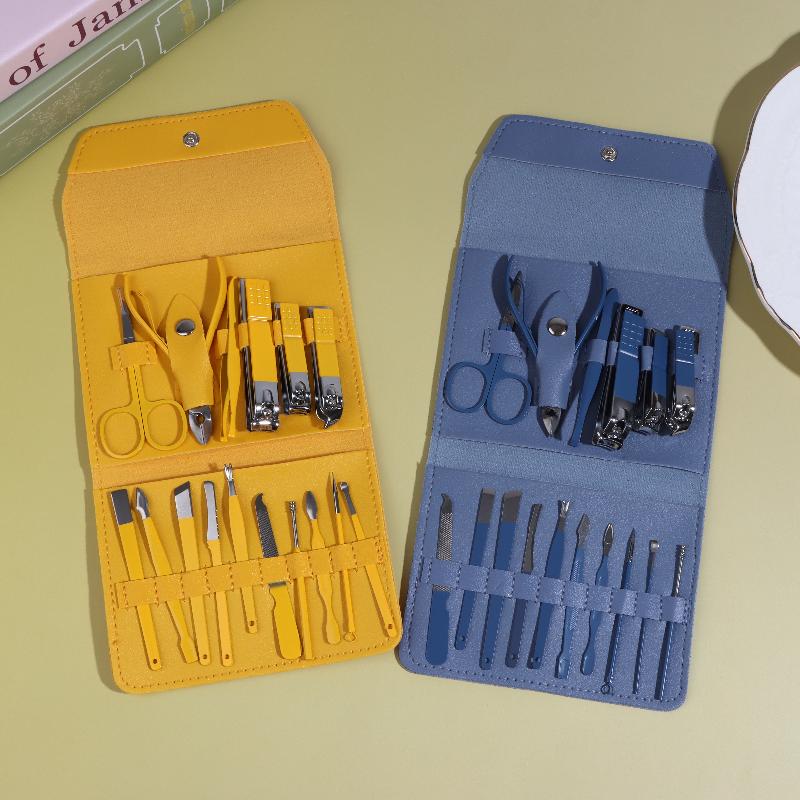 Premium 16-Piece Nail Grooming Kit For Home Stainless Steel Clippers Pedicure Set And Travel Case Included Manicure Set